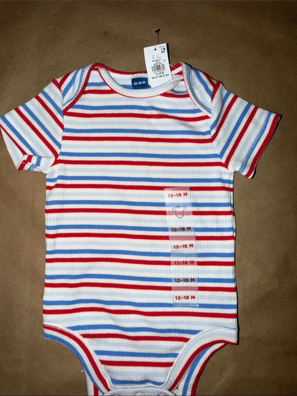 Two Red white blue onesies My First Fourth of July & Striped bodysuit 12-18 mths